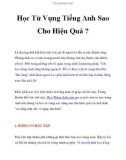 Học Từ Vựng Tiếng Anh Sao Cho Hiệu Quả ?