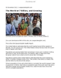 The World at 7 Billion, and Growing Reuters