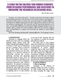 A study on the factors that hinder students from speaking performance and solutions to overcome the weakness in speaking skill