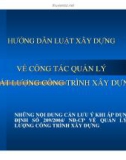 HƯỚNG DẪN LUẬT XÂY DỰNG VỀ CÔNG TÁC QUẢN LÝ CHẤT LƯỢNG CÔNG TRÌNH XÂY DỰNG