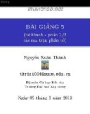 Bài giảng Phương pháp phần tử hữu hạn: Bài giảng 5 - GV. Lê Xuân Thành