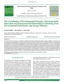 The contribution of environmental strategies, entrepreneurial innovation and entrepreneurial orientation in enhancing firm environmental performance and energy efficiency