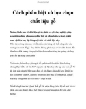 Cách phân biệt, lựa chọn chất liệu gỗ