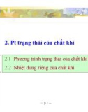 Bài giảng Kỹ thuật nhiệt - Chương 1.2: Phương trình trạng thái của chất khí - TS. Hà Anh Tùng (ĐH Bách khoa TP.HCM)