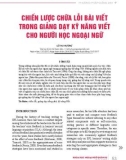 Chiến lược chữa lỗi bài viết trong giảng dạy kỹ năng viết cho người học ngoại ngữ