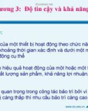 Chương 3: Độ tin cậy và khả năng sẵn sàng