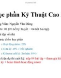 Bài giảng Kỹ thuật cao áp: Giới thiệu môn học - TS. Nguyễn Văn Dũng