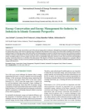 Energy conservation and energy management for industry in Indonesia in islamic economic perspective