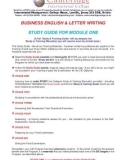 BUSINESS ENGLISH & LETTER WRITING STUDY GUIDE FOR MODULE ONE