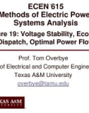 Lecture Methods of Electric power systems analysis - Lesson 19: Voltage stability, economic dispatch, optimal power flow