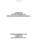 A HANDBOOK FOR THE TEACHING OF ENGLISH 87: BASIC WRITING SKILLS II