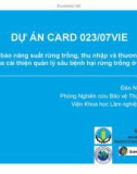 Báo cáo nghiên cứu nông nghiệp Đảm bảo năng suất rừng trồng, thu nhập và thương mại thông qua cải thiện quản lý sâu bệnh hại rừng trồng ở Việt Nam 