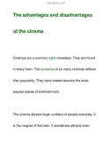 The advantages and disadvantagesof the cinema