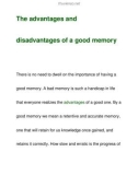 The advantages anddisadvantages of a good memory