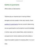 Qualities of a good teacher