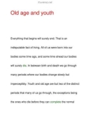 Old age and youthEverything