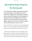 Qui trình kĩ thuật trồng hoa lily thương mại