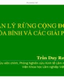 Báo cáo nghiên cứu nông nghiệp quản lý rừng ở cộng đồng Hòa Bình và các giải pháp