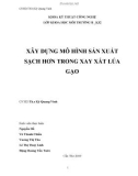 XÂY DỰNG MÔ HÌNH SẢN XUẤT SẠCH HƠN TRONG XAY XÁT LÚA GẠO