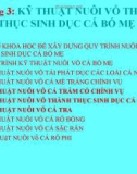 KỸ THUẬT NUÔI VỖ THÀNH THỤC SINH DỤC CÁ BỐ MẸ