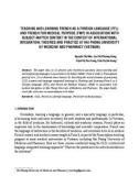 Teaching and learning French as a Foreign Language (FFL) and French for Medical Purpose (FMP) in association with subject matter content in the context of international integration: Theories and practice at Hai Phong University of Medicine and Pharmacy (Vietnam)