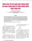 Phân tích lỗi của sinh viên Trung Quốc khi dịch trạng ngữ từ tiếng Trung Quốc sang tiếng Việt