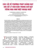 Các lỗi về phương pháp giảng dạy khi xử lý văn bản trong giờ dạy tiếng Nga như một ngoại ngữ