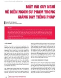 Một vài suy nghĩ về diễn ngôn sư phạm trong giảng dạy tiếng Pháp