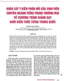 Khảo sát ý kiến phản hồi của sinh viên chuyên ngành tiếng Trung thương mại về chương trình giảng dạy khối kiến thức tiếng Trung Quốc