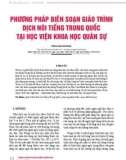 Phương pháp biên soạn giáo trình dịch nói tiếng Trung Quốc tại Học viện Khoa học Quân sự