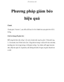 Phương pháp giảm béo hiệu quả