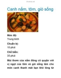 Canh nấm, tôm, giò sống