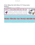 Chức năng các lệnh menu F1 trong Lectra Modaris