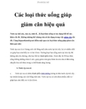 Các loại thức uống giúp giảm cân hiệu quả