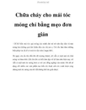 Chữa cháy cho mái tóc mỏng chỉ bằng mẹo đơn giản