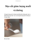 Mẹo cắt giảm lượng muối và đường