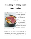 Mùa đông và những chú ý trong ăn uống