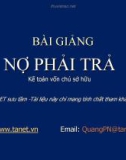 Bài giảng Kế toán chủ sở hữu (Nợ phải trả)