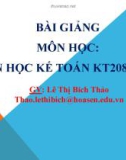 Bài giảng môn học Tin học kế toán - Lê Thị Bích Thảo