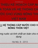 Bài giảng Hệ thống cấp nước công cộng - Phần 1: Hệ thống cấp nước cho vùng nông thôn Việt