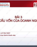 Bài giảng Tài chính doanh nghiệp 2 - Bài 3: Cơ cấu vốn của doanh nghiệp (Lê Thu Thủy)