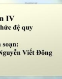 Bài giảng Toán rời rạc - Phần 4: Hệ thức đệ quy (TS. Nguyễn Viết Đông)