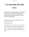 Các dạng bệnh tâm thần rất kỳ lạ