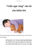 'Giấc ngủ vàng' cho bé yêu khôn lớn