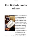 Phải đặt tên cho con như thế nào?