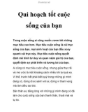 Qui hoạch tốt cuộc sống của bạn