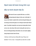 Phương thức hạch toán kế toán trong lĩnh vực đầu tư kinh doanh địa ốc