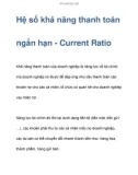 Hệ số khả năng thanh toán ngắn hạn