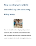 Nâng cao năng lực bộ phận tài chính