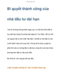 Bí quyết thành công của các nhà đầu tư dài hạn